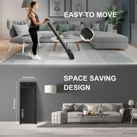 Bigzzia Tapis Roulant Elettrico Pieghevole,Walking Pad 10 Km/h,Tappeto Corsa Extra Large 42CM,con Telecomando E Display LCD,Telaio Rinforzato And 220LB Max Weight For Home Office Exercise - Nero 2 Bigzzia Tapis Roulant Elettrico Pieghevole,Walking Pad 10 Km/h,Tappeto Corsa Extra Large 42CM,con Telecomando E Display LCD,Telaio Rinforzato And 220LB Max Weight For Home Office Exercise - Nero - immagine 2