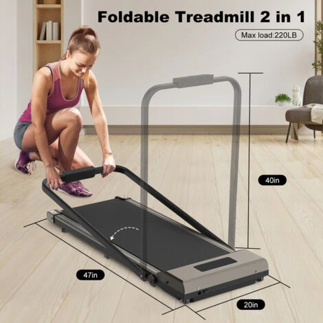Bigzzia 2 In 1 Tapis Roulant Elettrico Pieghevole,Walking Pad 10 Km/h,Tappeto Corsa Extra Large 42CM,con Telecomando E Display LCD,Telaio Rinforzato And 220LB Max Weight For Home Office Exercise Grigi 2 Bigzzia 2 In 1 Tapis Roulant Elettrico Pieghevole,Walking Pad 10 Km/h,Tappeto Corsa Extra Large 42CM,con Telecomando E Display LCD,Telaio Rinforzato And 220LB Max Weight For Home Office Exercise Grigi - immagine 2