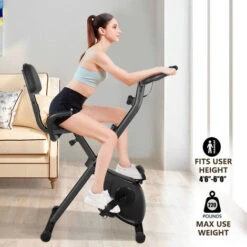 Bicicletta Sportiva Pieghevole - Resistenza Regolabile - Allenamento Palestra - Nero -Armonia Casa 98925642 4