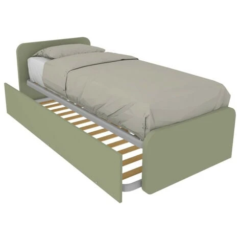 964R - Letto Cameretta 80x190 Singolo Con Secondo Letto Estraibile E Testate Personalizzabili - Salvia 1 964R - Letto Cameretta 80x190 Singolo Con Secondo Letto Estraibile E Testate Personalizzabili - Salvia