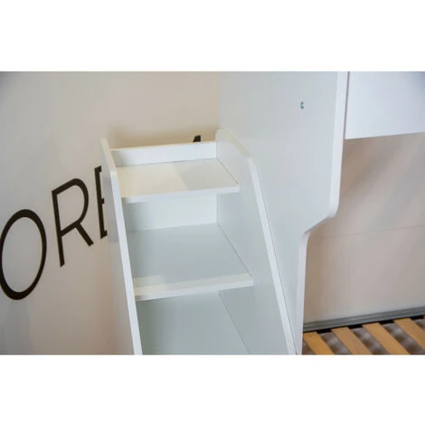 SMART120 - Letto A Castello Con Letto Inferiore 1piazza E Mezza Con Scaletta Contenitore Indipendente - Bianco E Verde Petrolio 3 SMART120 - Letto A Castello Con Letto Inferiore 1piazza E Mezza Con Scaletta Contenitore Indipendente - Bianco E Verde Petrolio - immagine 3