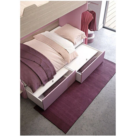 SMART - Letto A Castello Con Secondo Letto Estraibile Con Scaletta Contenitore Indipendente - Bianco E Verde Petrolio 3 SMART - Letto A Castello Con Secondo Letto Estraibile Con Scaletta Contenitore Indipendente - Bianco E Verde Petrolio - immagine 3