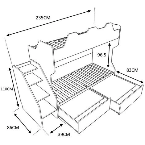SMART - Letto A Castello Con Secondo Letto Estraibile Con Scaletta Contenitore Indipendente - Bianco E Verde Petrolio 4 SMART - Letto A Castello Con Secondo Letto Estraibile Con Scaletta Contenitore Indipendente - Bianco E Verde Petrolio - immagine 4