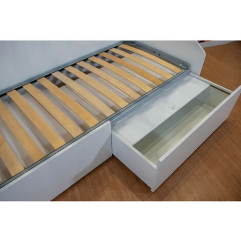 SMART - Letto A Castello Con Secondo Letto Estraibile Con Scaletta Contenitore Indipendente - Bianco E Verde Petrolio 5 SMART - Letto A Castello Con Secondo Letto Estraibile Con Scaletta Contenitore Indipendente - Bianco E Verde Petrolio - immagine 5