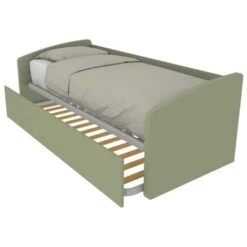 600 - Divano Letto Sagomato Singolo 80x190 Con Secondo Letto Estraibile - Salvia
