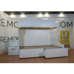 SMART120B - Letto A Castello Con Ballatoio Retro E Letto Inferiore Da Una Piazza E Mezza Con Gradinata Contenitore - Rovere Rock E Zolfo -Armonia Casa 99587101 5
