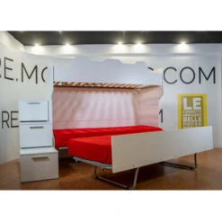 SMARTG - Letto A Castello Con Scaletta Contenitore E Secondo Letto Estraibile (o Cassettoni In Alternativa)) - Bianco Effetto Legno E Verde Mela -Armonia Casa 99587103 4