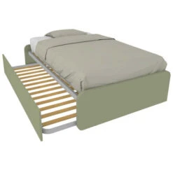 864R - Letto Cameretta 120x190 1piazza E Mezzo Con Secondo Letto Estraibile E Testate Personalizzabili.Reti Incluse - Salvia