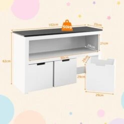COSTWAY Mobile Porta Giochi Con Piano A Lavagna Scrivibile, Scaffale Per Bambini Con 3 Contenitori Su Ruote E Vano Aperto, Mobiletto Multiuso Da Cameretta Soggiorno E Studio, 102 X 33 X 62 Cm 8 COSTWAY Mobile Porta Giochi Con Piano A Lavagna Scrivibile, Scaffale Per Bambini Con 3 Contenitori Su Ruote E Vano Aperto, Mobiletto Multiuso Da Cameretta Soggiorno E Studio, 102 X 33 X 62 Cm -Armonia Casa 99725422 4