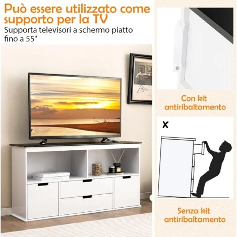 COSTWAY Mobile Porta Giochi Con 4 Cassetti, Scaffale Per Bambini Con Piano A Lavagna Scrivibile E 2 Vani Aperti, Mobiletto Multiuso Da Cameretta Soggiorno E Studio, 121 X 33 X 62 Cm 2 COSTWAY Mobile Porta Giochi Con 4 Cassetti, Scaffale Per Bambini Con Piano A Lavagna Scrivibile E 2 Vani Aperti, Mobiletto Multiuso Da Cameretta Soggiorno E Studio, 121 X 33 X 62 Cm - immagine 2