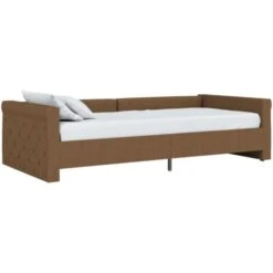 Letto Singolo Con Materasso Moderno Dormeuse USB Marrone In Tessuto 90x200 Cm ITD27156 -Armonia Casa 99872665 2