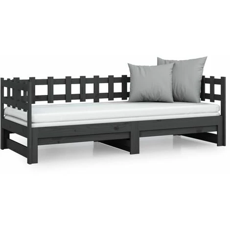 Letto Matrimoniale Moderno Struttura Letto Dormeuse Estraibile Grigia 2x(80x200) Cm Legno Massello Di Pino ITD70352 4 Letto Matrimoniale Moderno Struttura Letto Dormeuse Estraibile Grigia 2x(80x200) Cm Legno Massello Di Pino ITD70352 - immagine 4