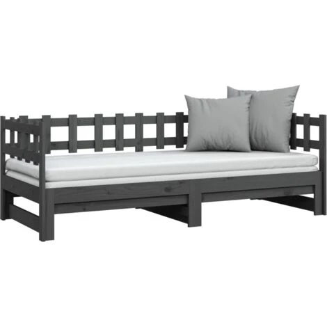 Letto Matrimoniale Moderno Struttura Letto Dormeuse Estraibile Grigia 2x(80x200) Cm Legno Massello Di Pino ITD70352 5 Letto Matrimoniale Moderno Struttura Letto Dormeuse Estraibile Grigia 2x(80x200) Cm Legno Massello Di Pino ITD70352 - immagine 5