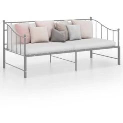 Telaio Divano Letto Estraibile Letto Singolo Moderno Struttura Letto Grigio In Metallo 90x200 Cm ITD49969