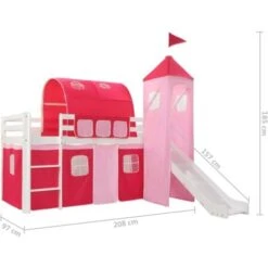 Letto Matrimoniale Moderno Letto A Castello Struttura Letto Per Bambini Scivolo E Scala In Pino 208x230 Cm ITD71024 -Armonia Casa 99887592 5