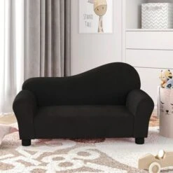 Divano Per Bambini Divano Fisso Sofa Da Soggiorno Nero In Velluto ITD89059