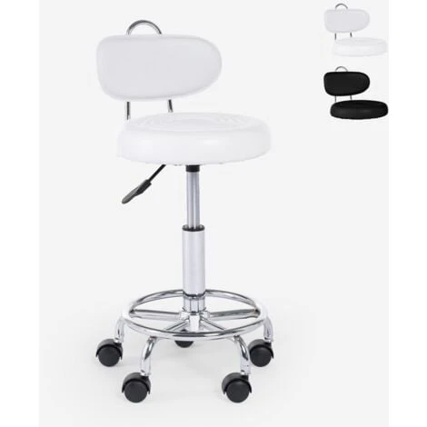Sgabello Estetista Regolabile Ergonomico Ufficio Studio Medico Kurili Colore: Bianco 1 Sgabello Estetista Regolabile Ergonomico Ufficio Studio Medico Kurili Colore: Bianco